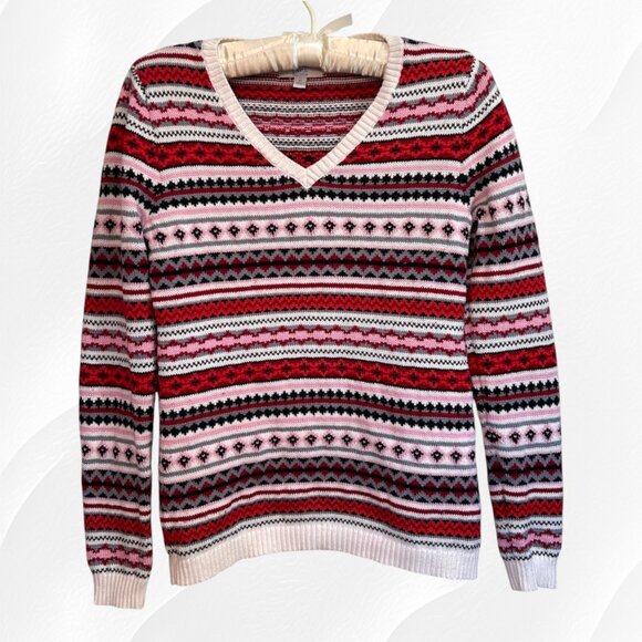 Croft & Barrow Fair Isle pattern v neck sweater - Picture 1 of 7